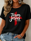 Women'S Jesus Team Print Casual T-Shirt