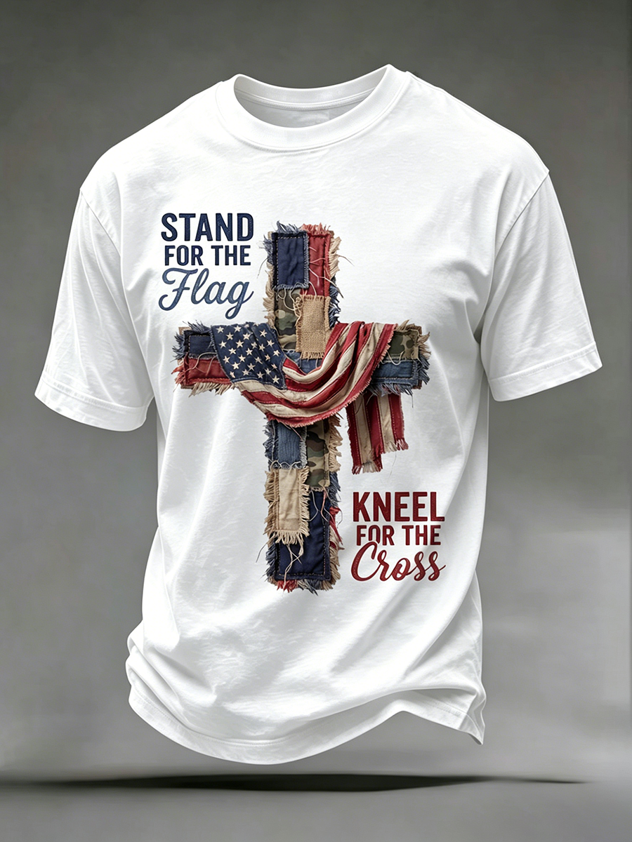 Religious Faith Cross Jesus Casual Printed Round Neck T-Shirt