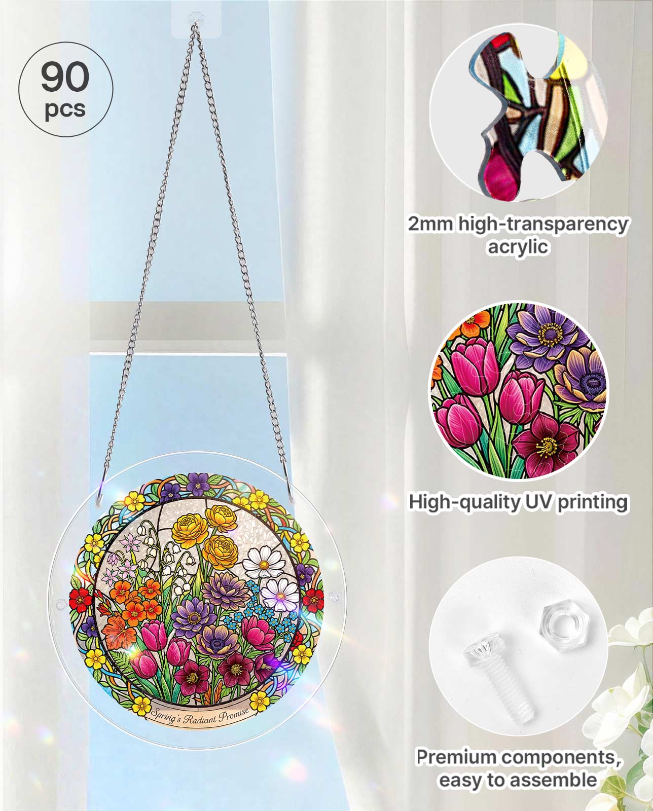 Acrylic Jigsaw Puzzle Suncatcher - Spring’s Radiant Promise
