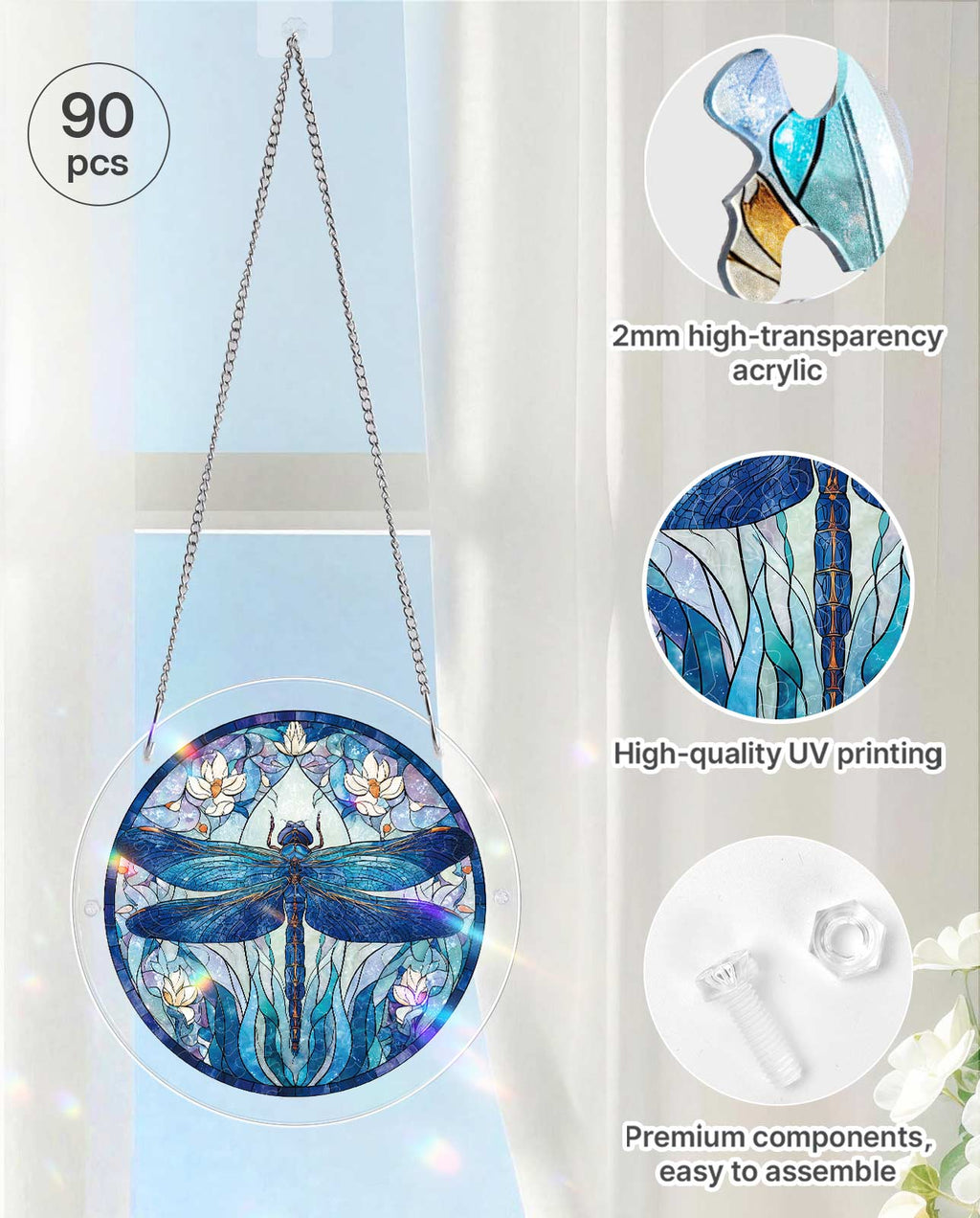 Acrylic Jigsaw Puzzle Suncatcher - Moonlit Dragonfly