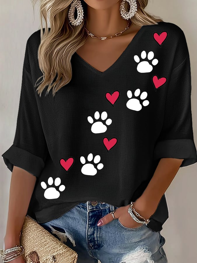 Women's Retro Animal Paw Print T-Shirt
