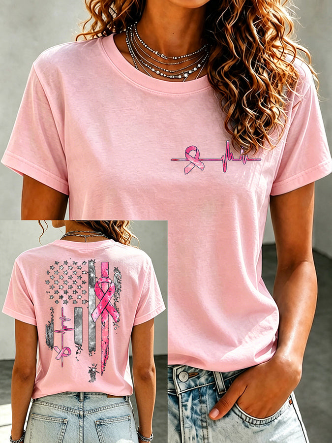 Women'S Belief In Breast Cancer Publicity Print Short Sleeve T-Shirt