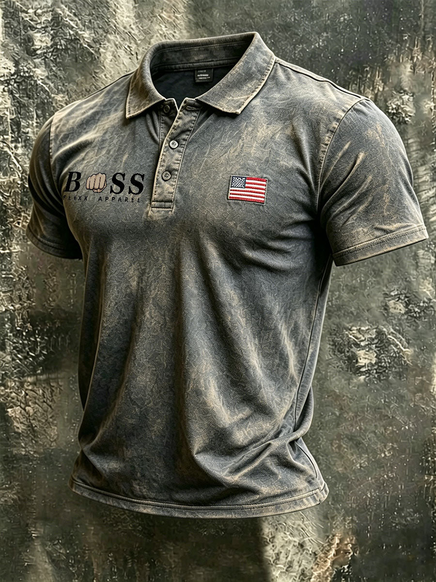 Men's American Red, White, and Blue Polo Shirt