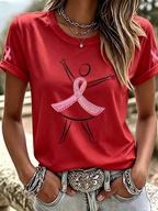 Women'S Breast Cancer Awareness Printed Casual T-Shirt