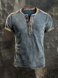 Men'S Casual Cotton Linen Henry Shirt