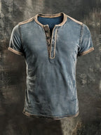 Men'S Casual Cotton Linen Henry Shirt