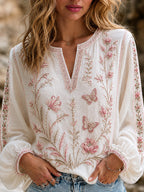 Women'S Floral Art Printed Casual Top