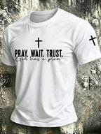 Men's Pray Wait Trust Printed Casual T-shirt