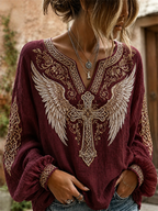 Women'S Gothic Cross Angel Wings Casual Top