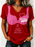 Women'S Breast Cancer Promotional Print Short Sleeved T-Shirt