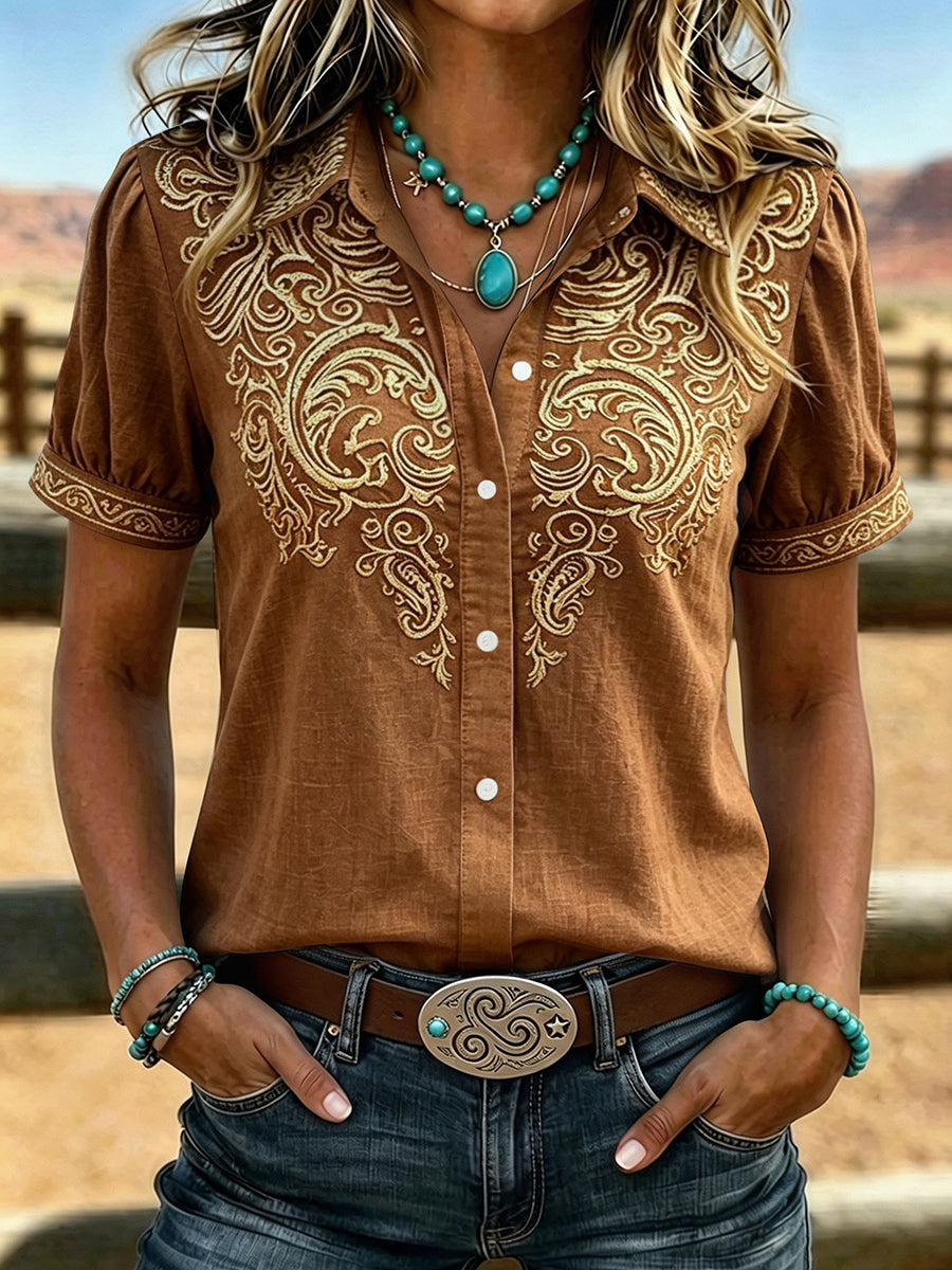 Women's Casual Retro Western Shirt