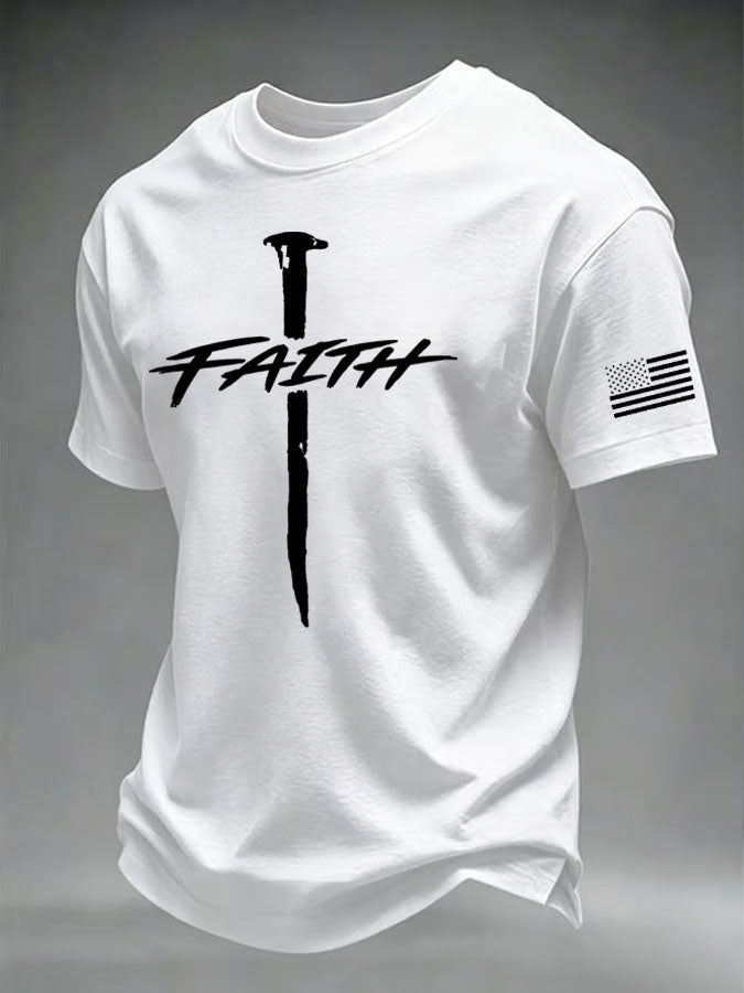 Men'S Faith Cross Printed Casual T-Shirt