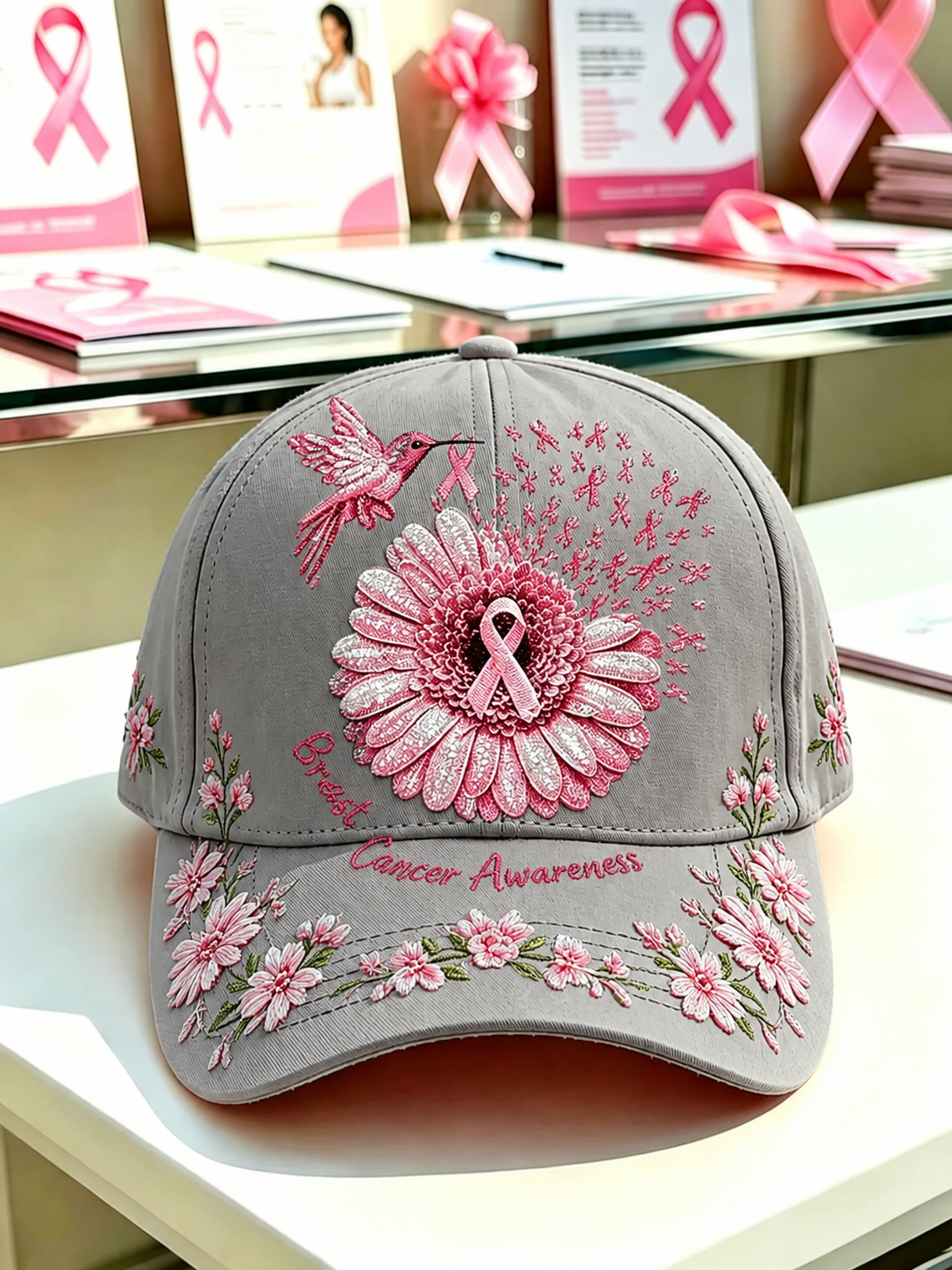 Unisex Retro Breast Cancer Awareness Promotion Casual Comfortable Baseball Cap