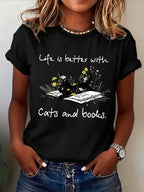 Women's Cute Cat Printed T-shirt
