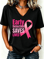 Women'S Mental Health Breast Cancer Theme Printed Casual T-Shirt