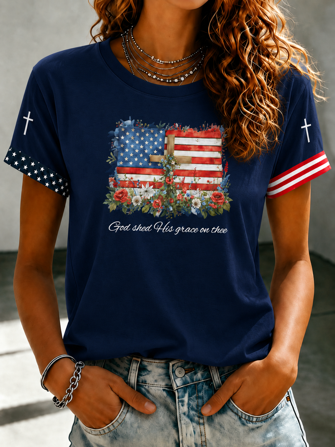 Women'S God Shed His Grace On Thee Printed Casual T-Shirt