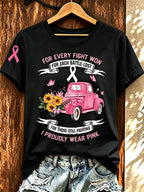 Women'S Pink Art Printed Casual T-Shirt