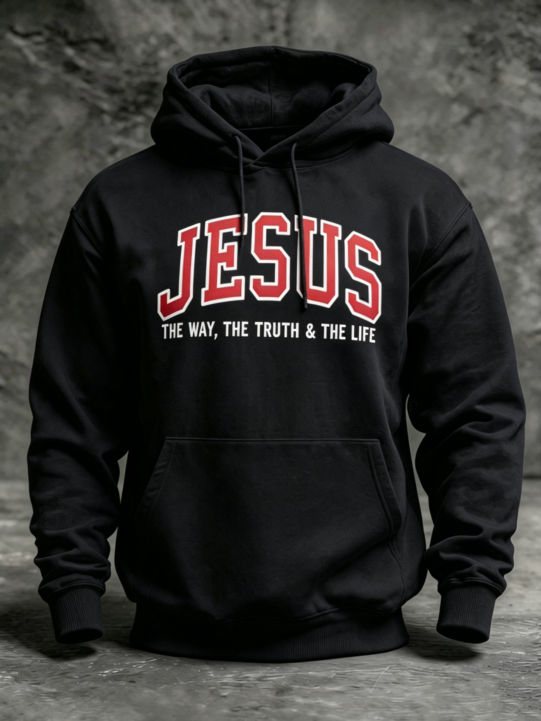 Retro Jesus Print Men'S Hooded Sweatshirt
