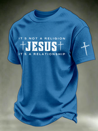 Men's IT'S NOT A RELIGION JESUS IT'S A RELATIONSHIP waffle knit T-shirts