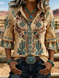 Women's Western-style bell-sleeve shirt