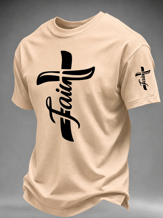 Men'S Faith Cross Christian Printed T-Shirt,