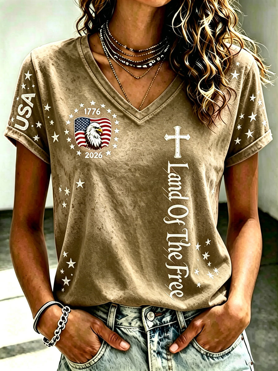 Women'S   USA 250Th Anniversary Commemorative Pattern T-Shirt