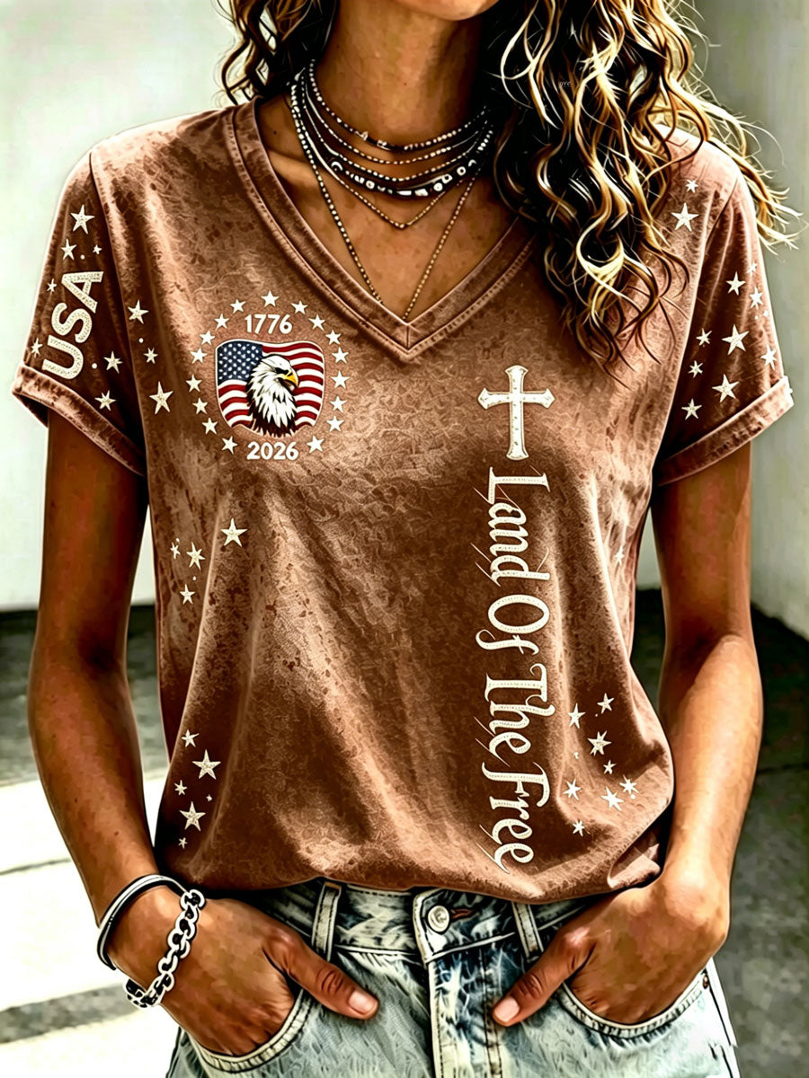 Women'S   USA 250Th Anniversary Commemorative Pattern T-Shirt