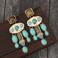 Personalized Ethnic Turquoise Earrings With Tassel Long Earrings And Earrings