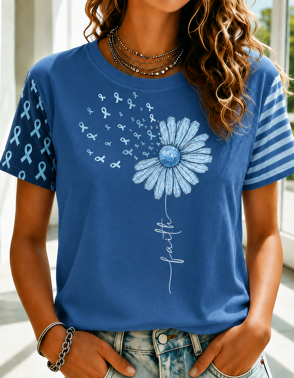 Women'S Belief In Breast Cancer Publicity Print Short Sleeve T-Shirt