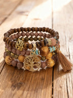 Unisex Retro Western Bohemian Style Multi-Layer Bead Bracelet Elastic Bracelet Jewelry