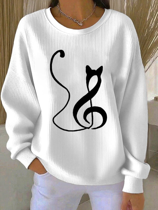 Women'S Cat Print Casual Sweatshirt