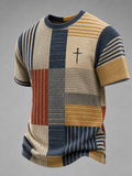 Men's Faith Cross Commemorative Printed Round Neck T-Shirt