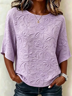 Women's Dark Pattern Cotton And Linen Floral Casual  Top