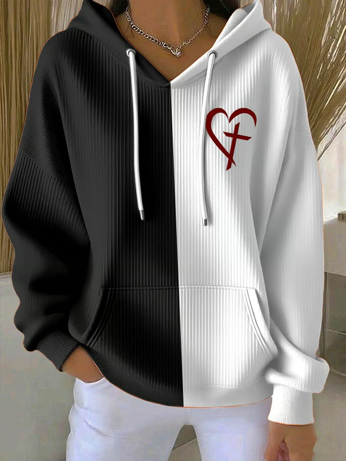 Ladies' Casual Faith Printed Hooded Knitted Long Sleeved Sportswear