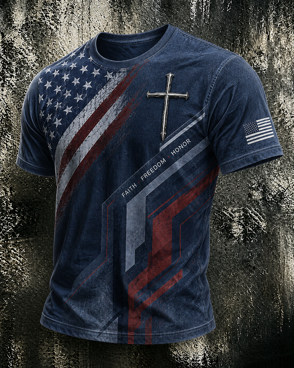 Men'S Faith FAITH FREEDOM HONOR And 250Th Anniversary Celebration Short Sleeve Round Neck T-Shirt