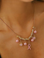 Breast Cancer Awareness Pink Ribbon Promotion (Bracelet 5+Necklace 1) Set Bracelet Jewelry