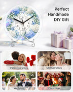 DIY Acrylic Puzzle Clock Kit - Blue Hydrangea Garden