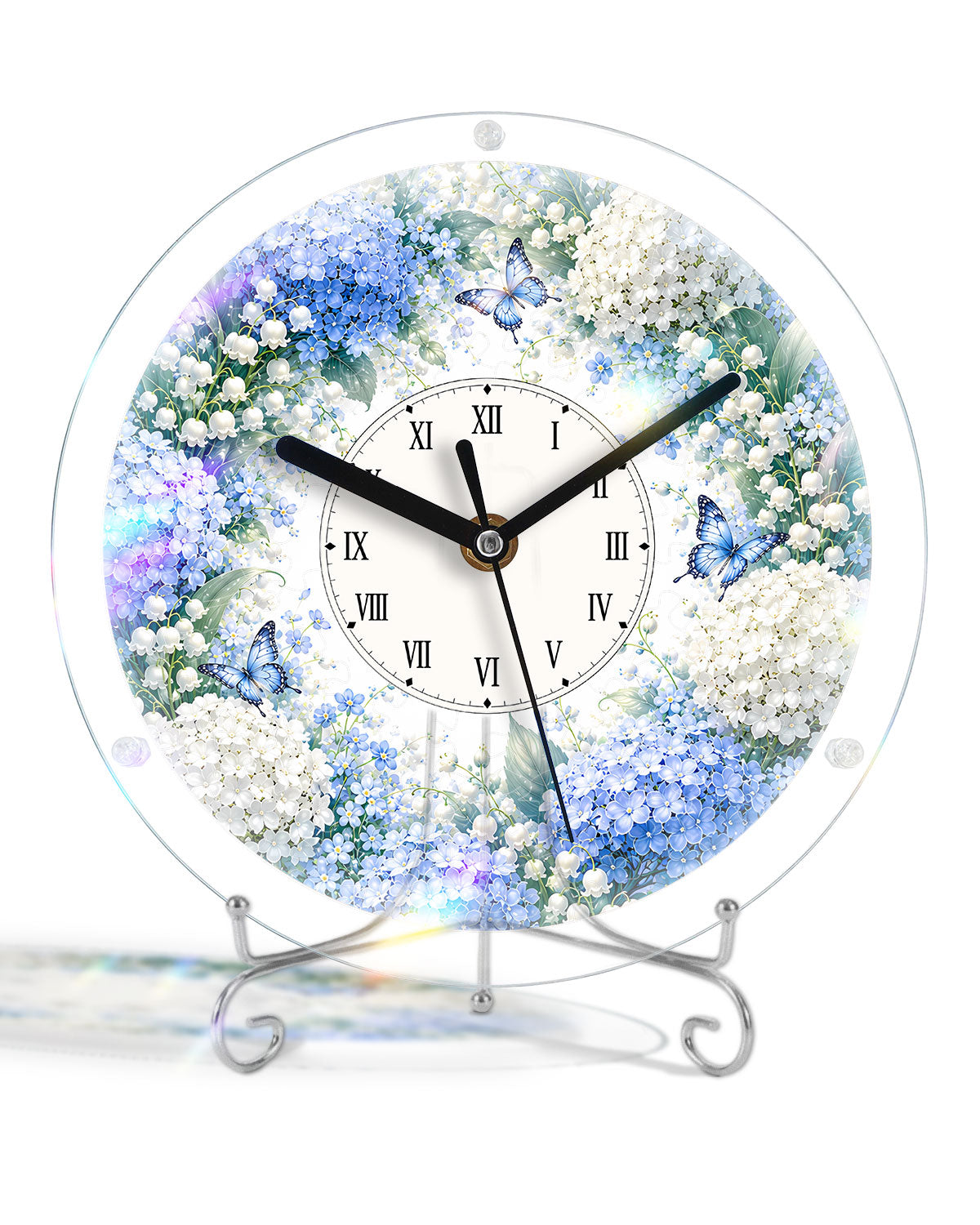 DIY Acrylic Puzzle Clock Kit - Blue Hydrangea Garden