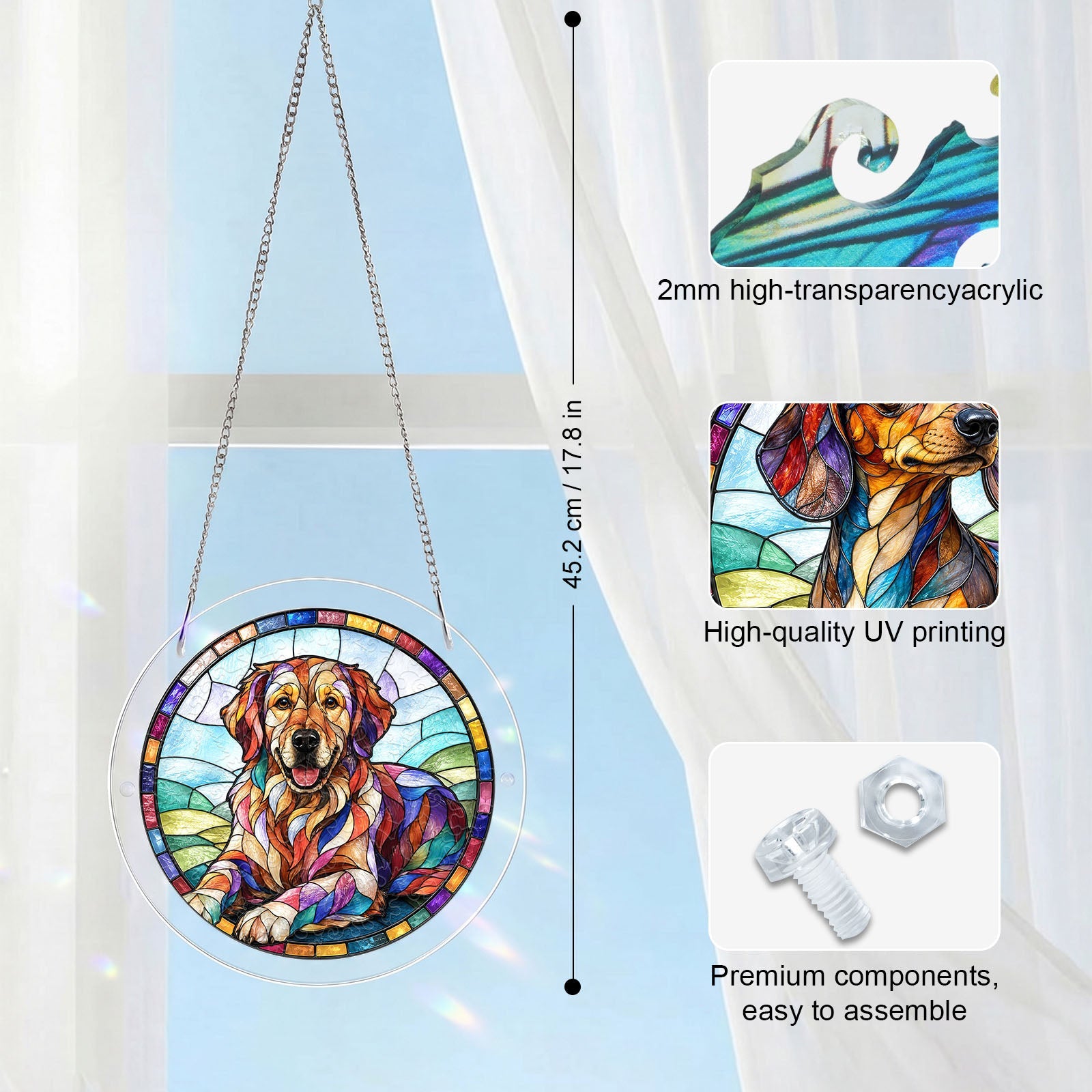 Acrylic Jigsaw Puzzle Suncatcher - Golden Retriever