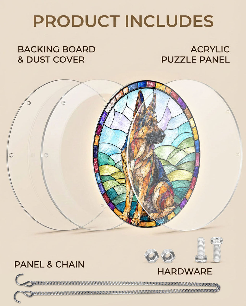 Acrylic Jigsaw Puzzle Suncatcher - German Shepherd