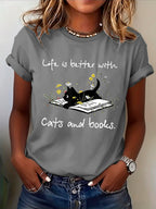 Women's Cute Cat Printed T-shirt