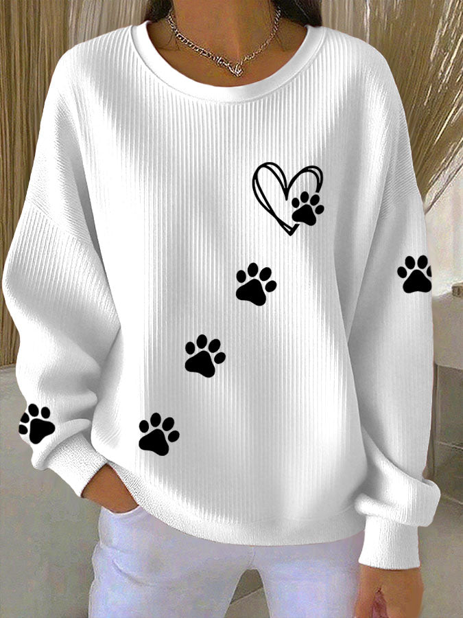 Women's Dog Paw Print Casual Sweatshirt