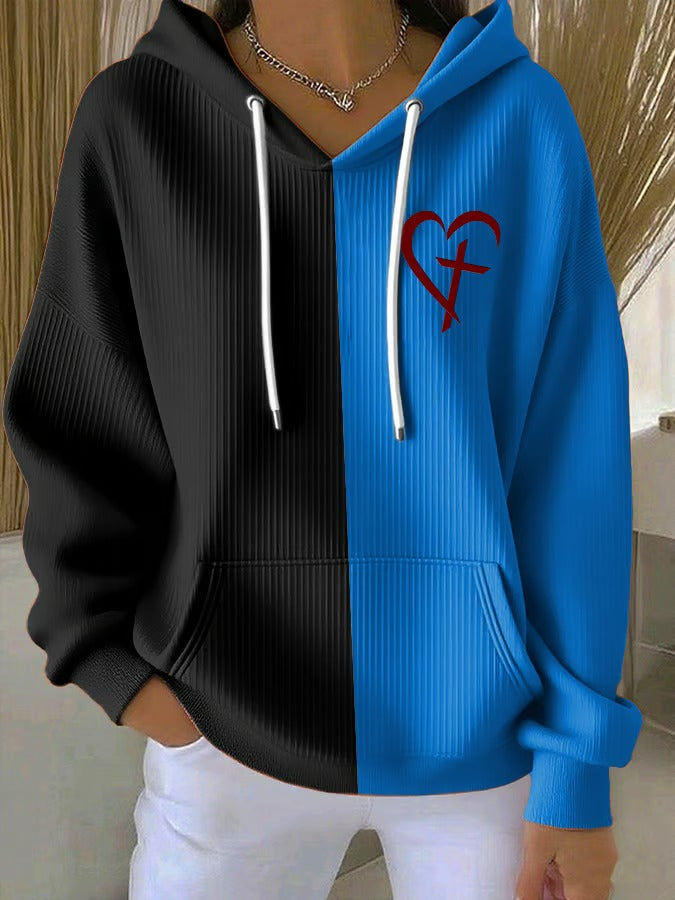 Ladies' Casual Faith Printed Hooded Knitted Long Sleeved Sportswear
