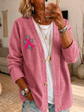 Women's Breast Cancer Awareness Month Pink Printed Cardigan Top