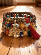 Unisex Retro Western Bohemian Style Multi-Layer Bead Bracelet Elastic Bracelet Jewelry