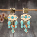 Personalized Ethnic Turquoise Earrings With Tassel Long Earrings And Earrings