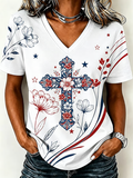 Women'S Vintage USA 250Th Anniversary Faith Print Casual T-Shirt
