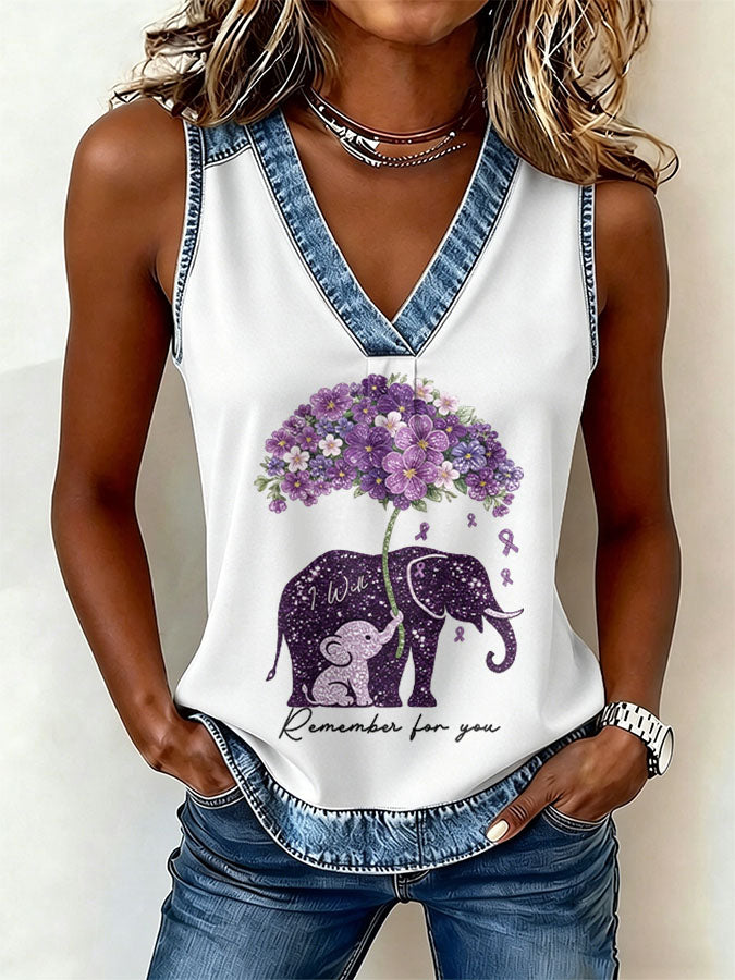 Women'S Alzheimer's awareness Printed Casual Vest