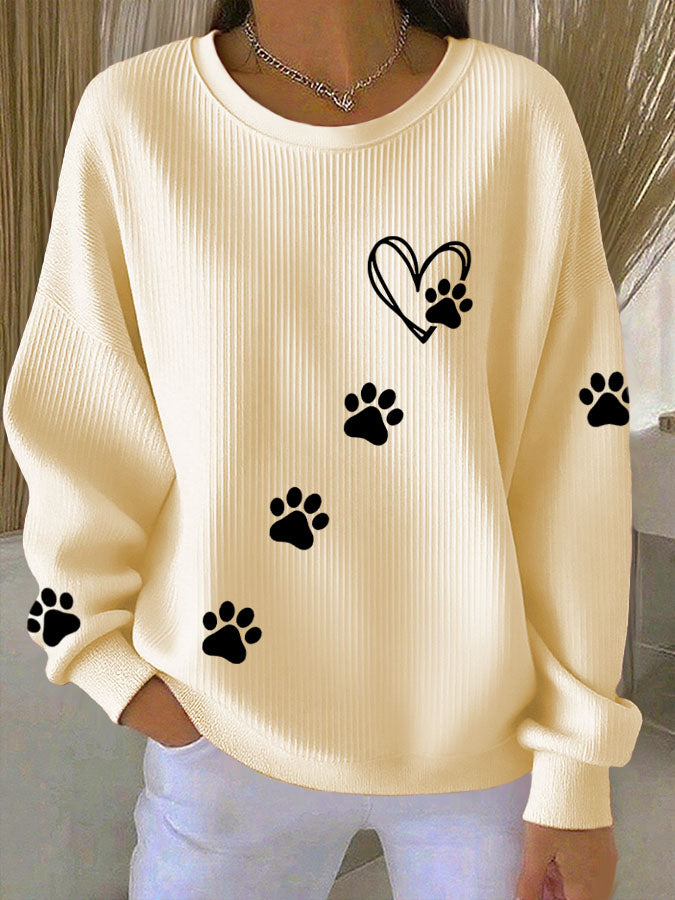 Women's Dog Paw Print Casual Sweatshirt