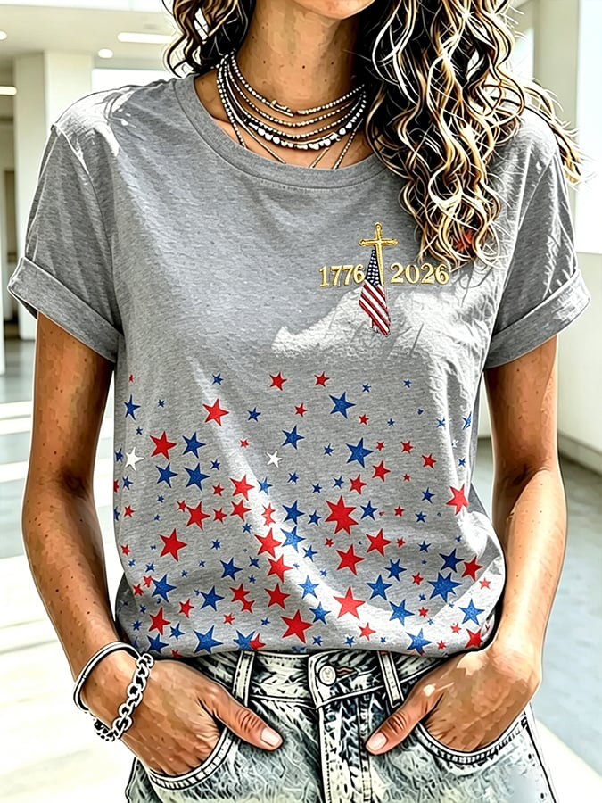 Women's America 250 1776-2026 Freedom Faith Print T-shirt